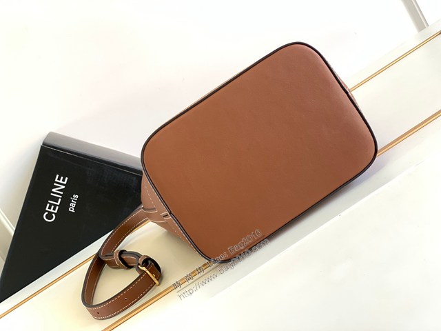 Celine專櫃2023s春夏新品CUIR TRIOMPHE小號繡花光滑牛皮水桶包 賽琳百搭斜挎肩背女包 sldj2431